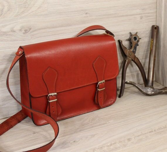 Satchel leather women's bag, handmade Messeng...