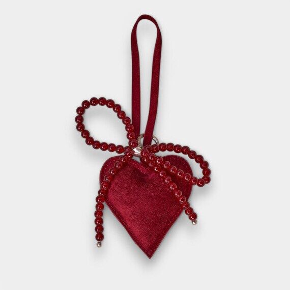 Handmade Suede Heart Keychain – Red Heart B...