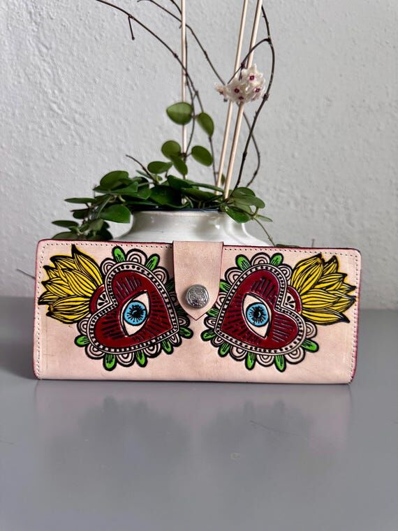 Hand Tooled Leather Evil Eye Wallet: Artisan ...