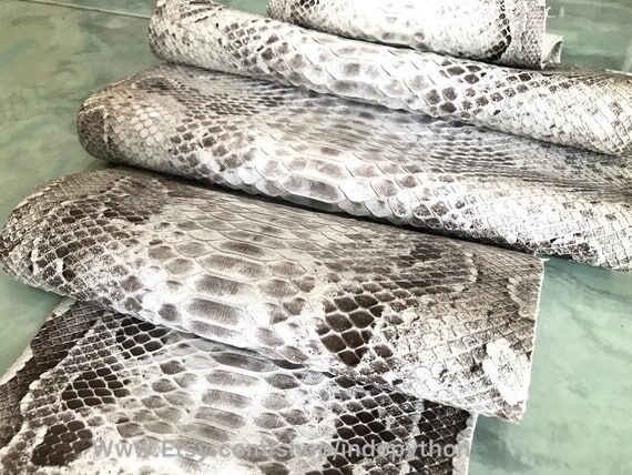 Genuine Python Snakeskin Leather: Natural Bla...