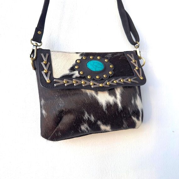 Handmade Suede Crossbody Clutch: Western Cowh...
