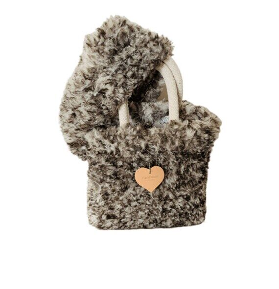 Handbag and Neck Warmer – Faux Fur – Ash/...