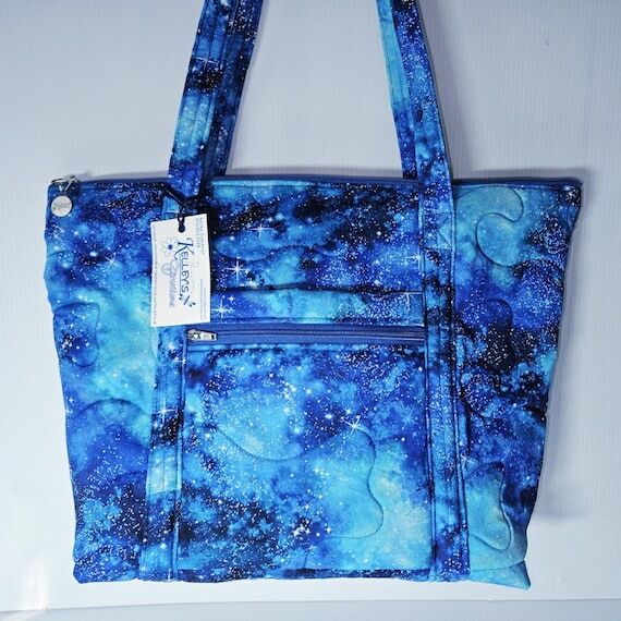 Quilted Fabric Tote with Stars and Galaxies...