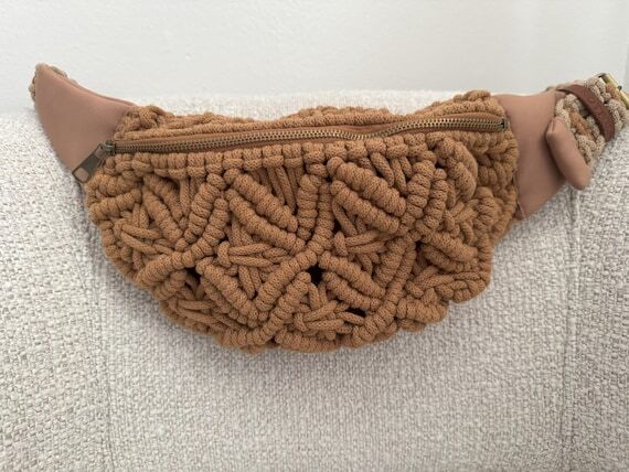 Macrame Fanny Pack / Woven Crossbody Bag / Bo...