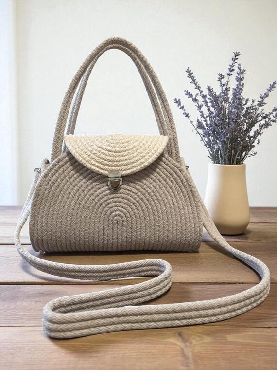 Handmade Rope Bag | Neutral Beige Shoulder Pu...