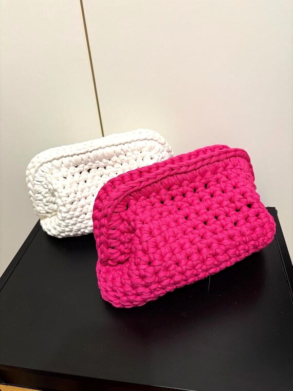 Crochet clutch bag - Handmade 100% cotton clu...