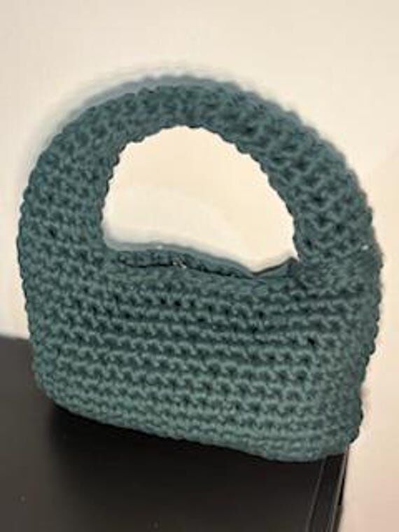 Handmade Crochet Bag - 100% Cotton with Handl...