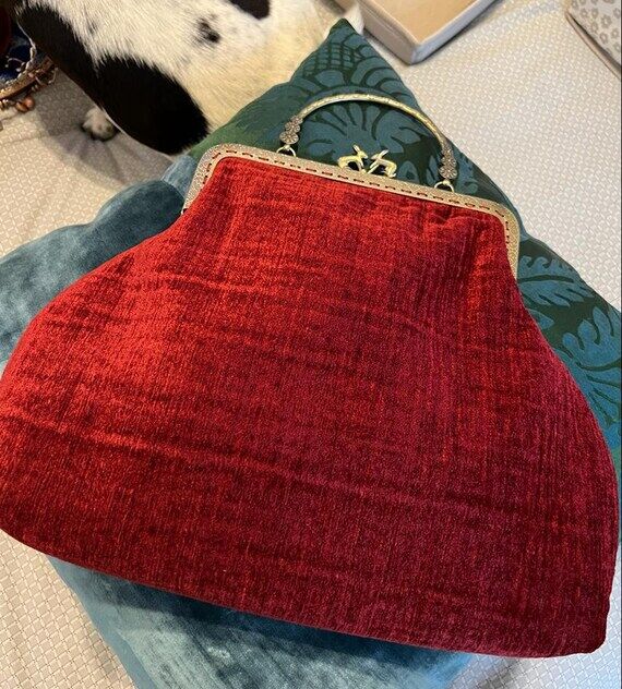 Ooak, red velvet bag, made in Italy, unique p...