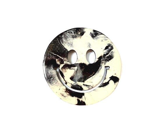 Ceramic wall art smiley in marbled clay black...
