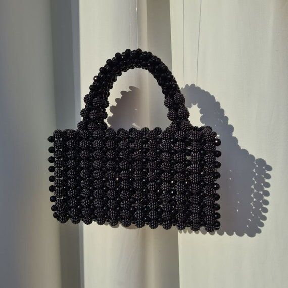 Black Berry Bead Bag, Handmade Bag, Bead Hand...