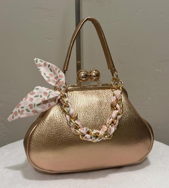 Rose Gold Premium Calfskin Handmade Retro Sty...