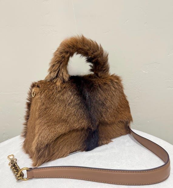 Unique Real Hair-on Goat Hide Handmade Satche...