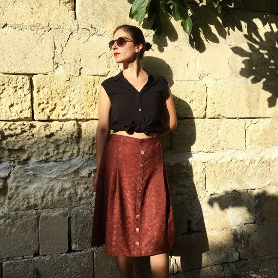 Brown skirt, Handmade skirt, Pleated skirt, m...