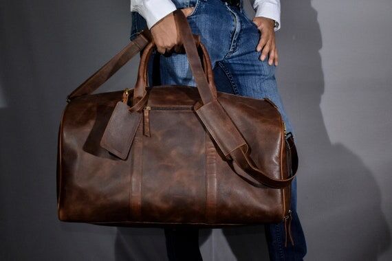 Leather Duffel Bag with shoe Compartment men ...