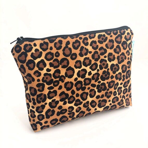 Handmade Leopard Print Cosmetic Bag, Toiletry...