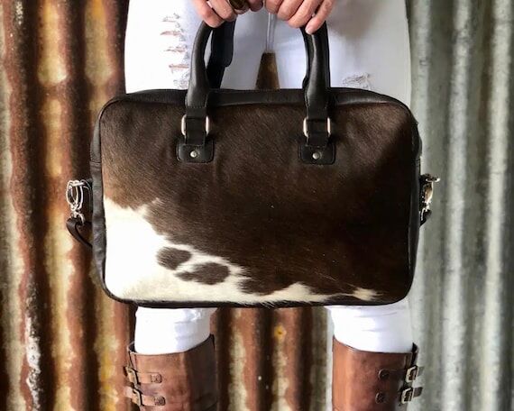 Handmade Cowhide Leather Laptop Bag, Full Gra...