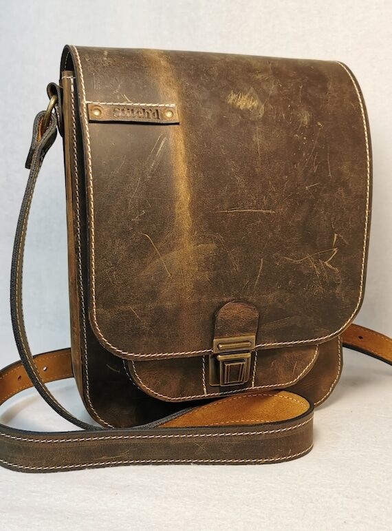 Handmade Crazy Horse Leather iPad Bag – Men...