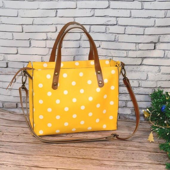 Yellow leather tote Christmas gift box, Real ...