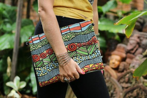 Unique Evening Clutch Bag. Boho Oversized Pur...