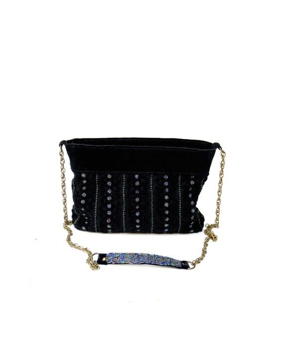 Classy Vintage Style Black Velvet Lace Bag wi...