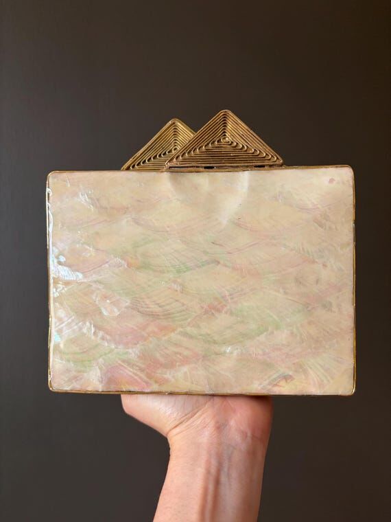 Mother of Pearl Geometric Clutch – Luxury B...