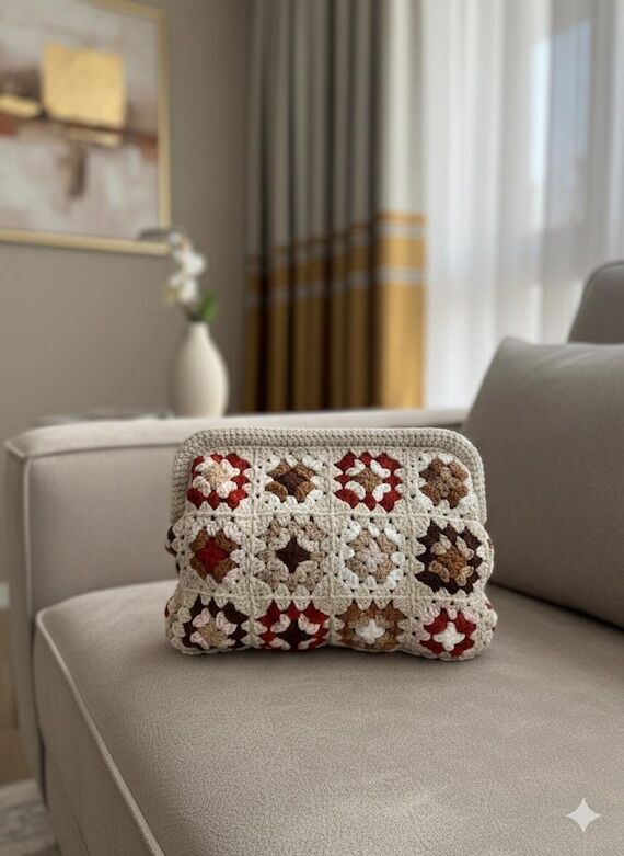 Handmade Crochet Granny Square Bag in Autumn ...