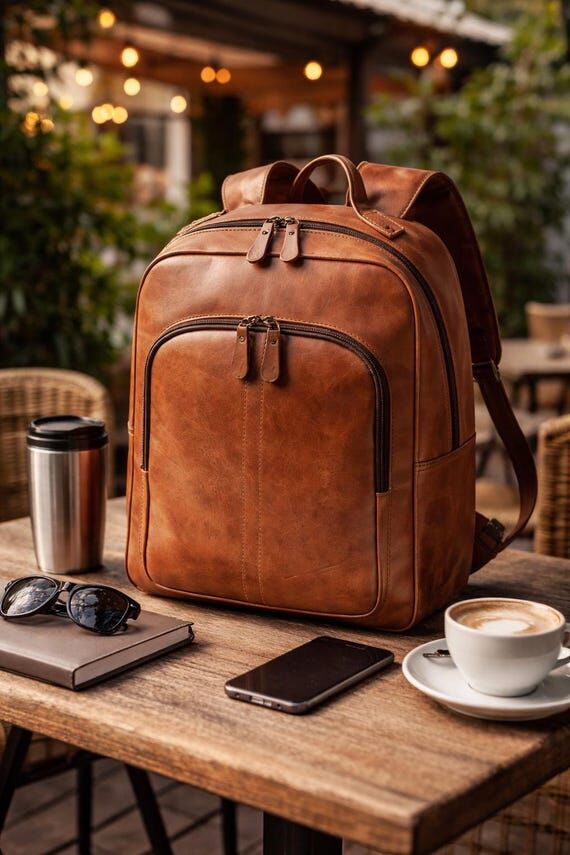 Full Grain Leather Laptop Backpack, Handmade ...