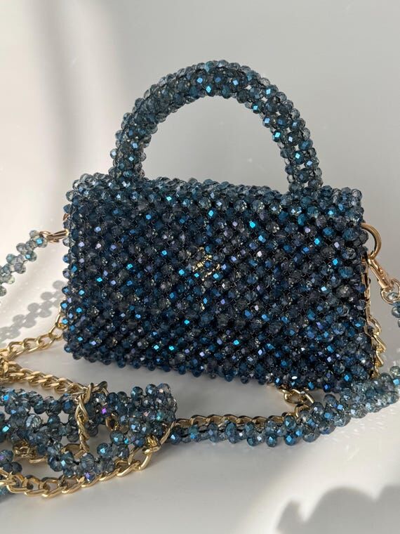 Handmade Crystal Beaded Mini Bag: Evening Clu...