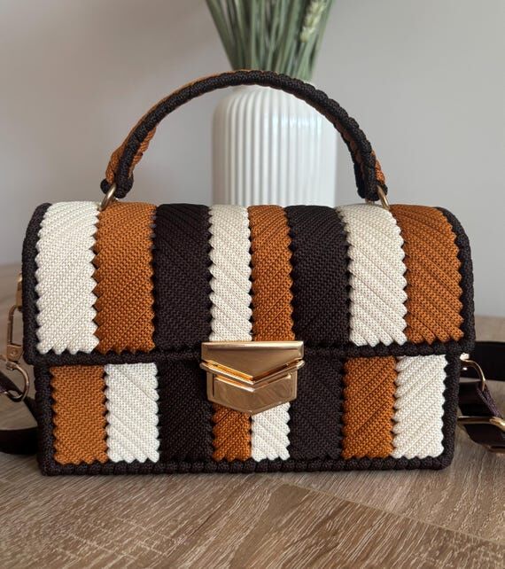 Artisan Crochet Handbag | Earthy Tones Boho B...