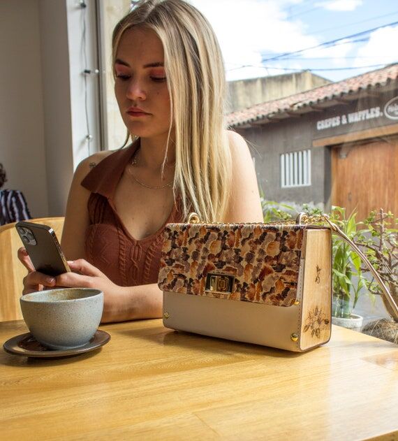 Handmade Leather & Wood Handbag | Women’s P...