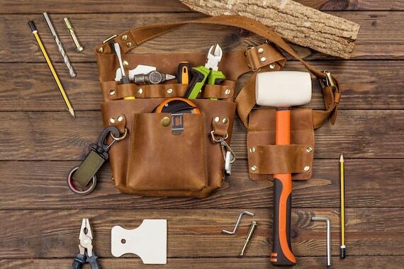 Brown Leather Tool Belt, Belt Bag For Tools, ...