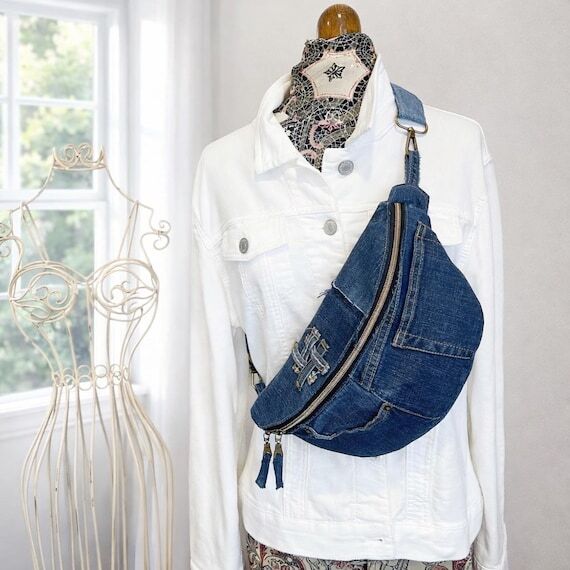 Upcycled Denim Sling Bag – Handmade Crossbo...