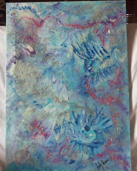 Blue and turquoise abstract painting | acryli...