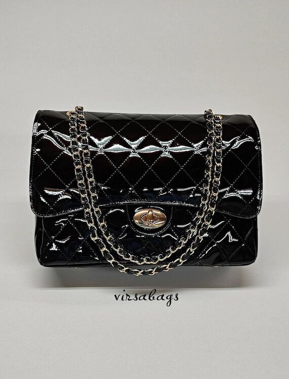 XL DIAMONDS Genuine Patent Leather Shoulder B...