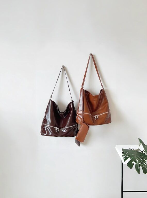 Hobo Shoulder Tote Retro Oil Wax Faux Leather...