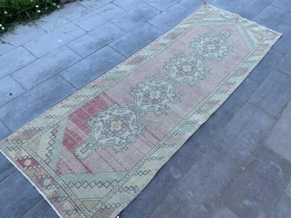 3x9 Turkish Rug, runner, handmade rug , vint...