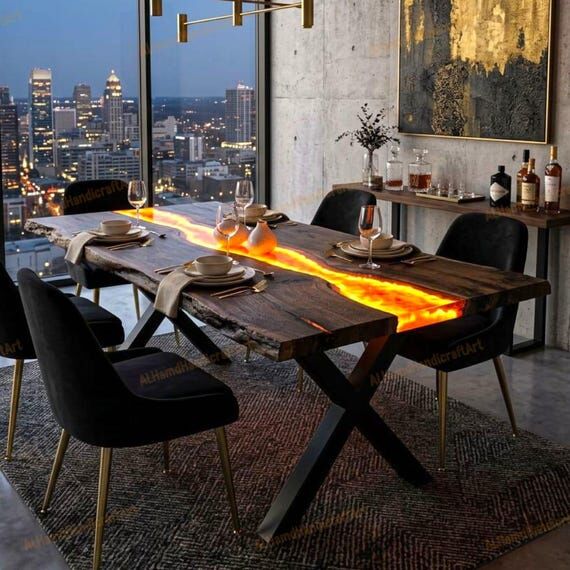 Handmade Lava Epoxy Table | Custom Wood & Res...