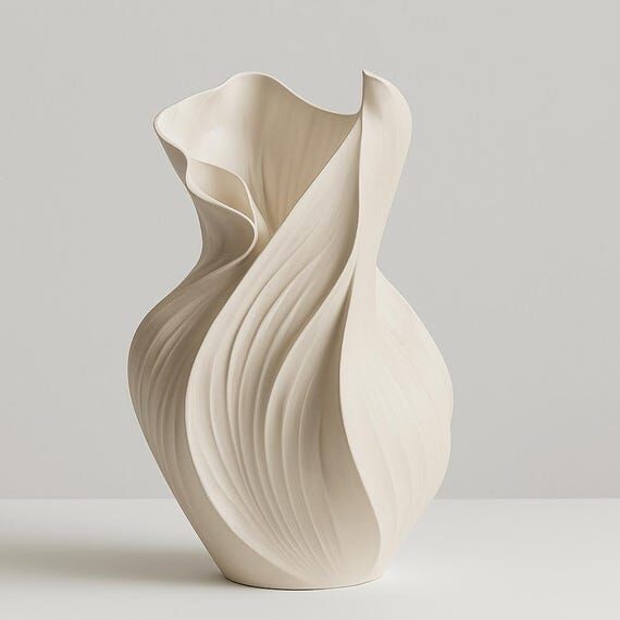 Handmade Nordic Abstract Ceramic Vase, Real D...