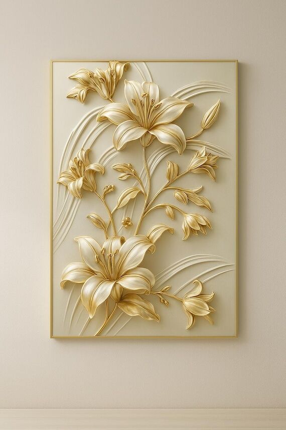 Vintage white flower canvas painting, retro m...