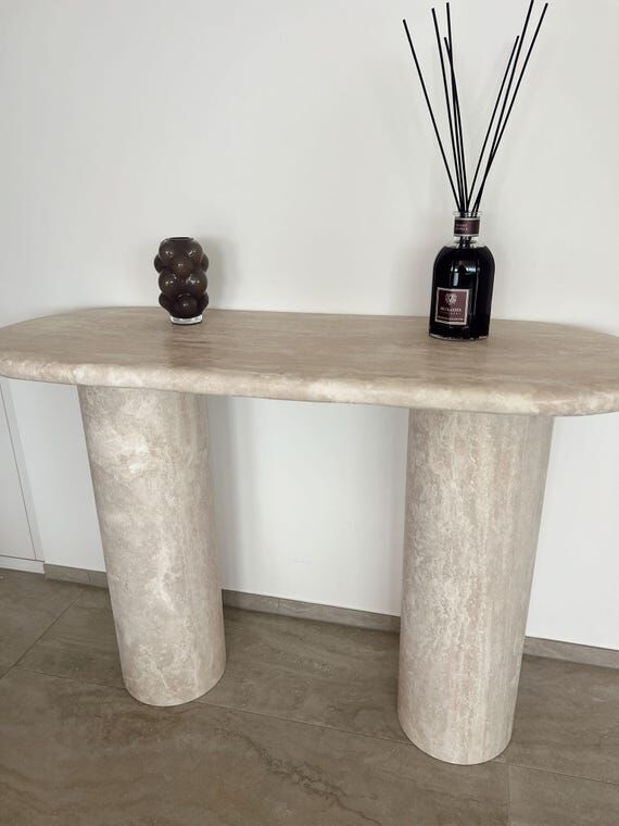 Customizable Travertine Centre Console Table...
