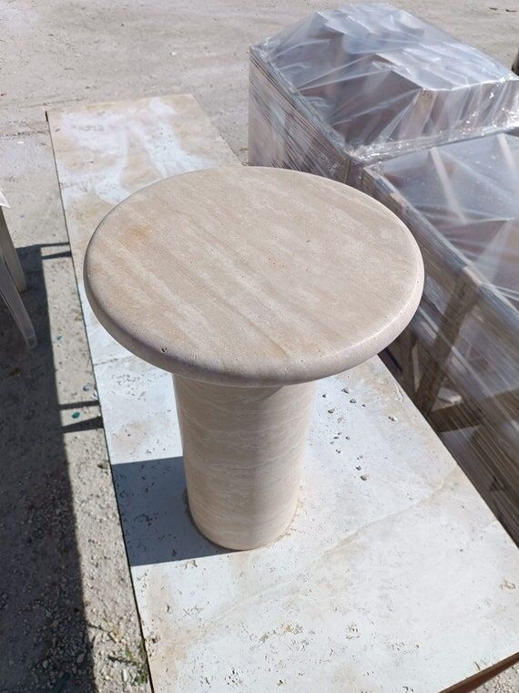 Handmade Travertine Side Table: Modern Living...