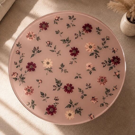 Custom made Resin Table with Real dry Flowers...
