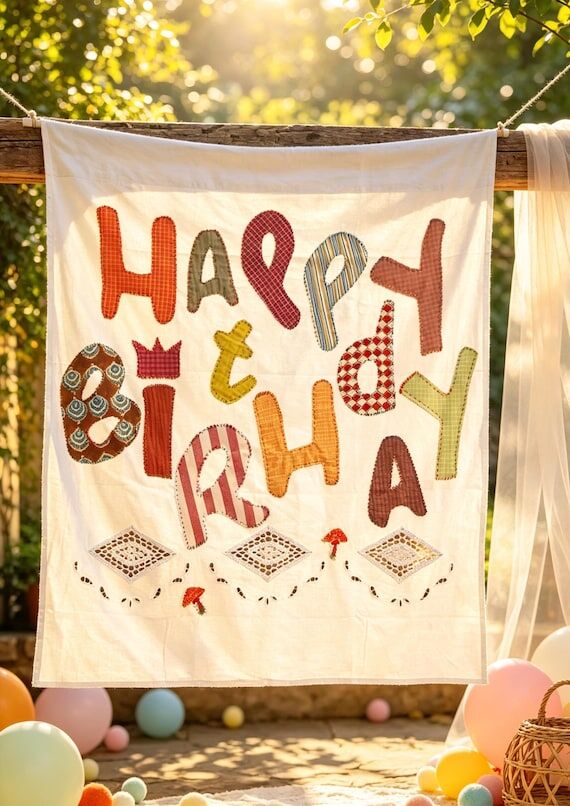 Patchwork Birthday Banner Sewing Kit | Hand-S...