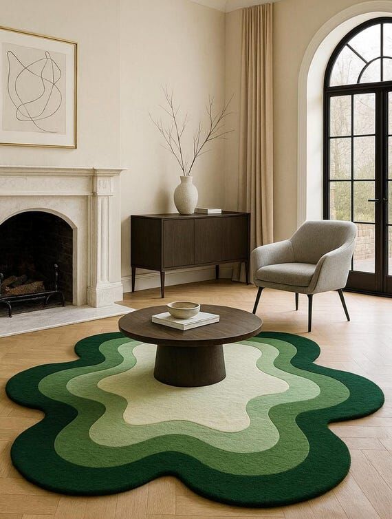 Retro Wavy Blob Rug – Modern Abstract Area ...