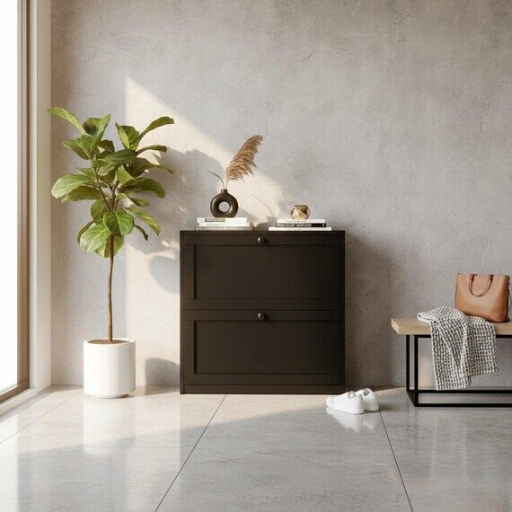 Shoe Cabinet with 2 Flip Drawers | Slim Entry...