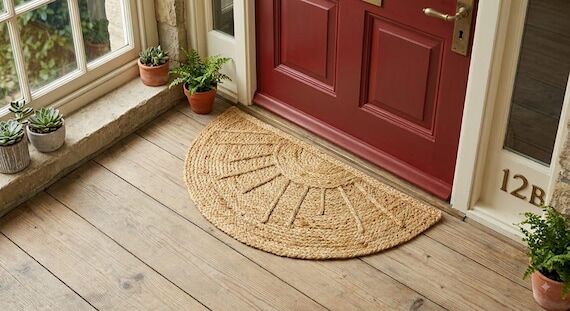 Jute door mat, natural braided entryway rug, ...