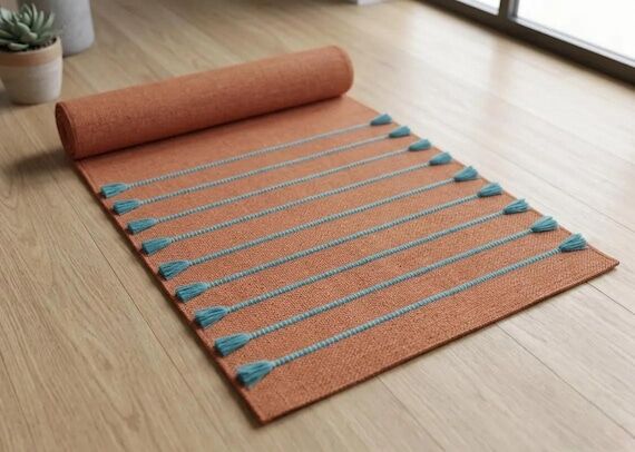 2x6 Ft Organic Handwoven Cotton Yoga Mat Natu...