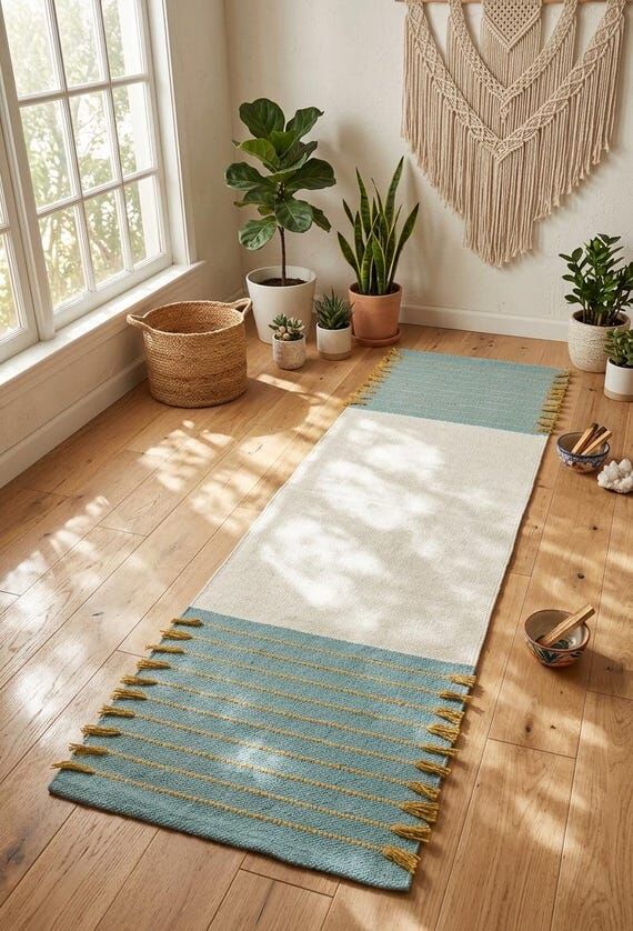 Handwoven Cotton Yoga Mat Natural Meditation ...