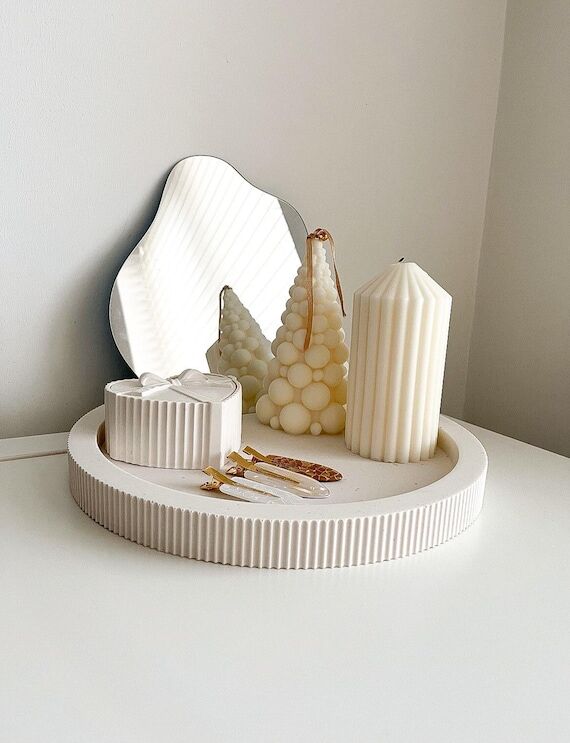 Ribbed decorative tray, custom colour effects...