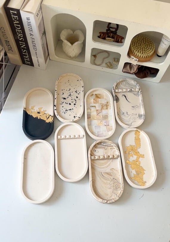 Oval decor tray | Handmade, Jesmonite stone, ...